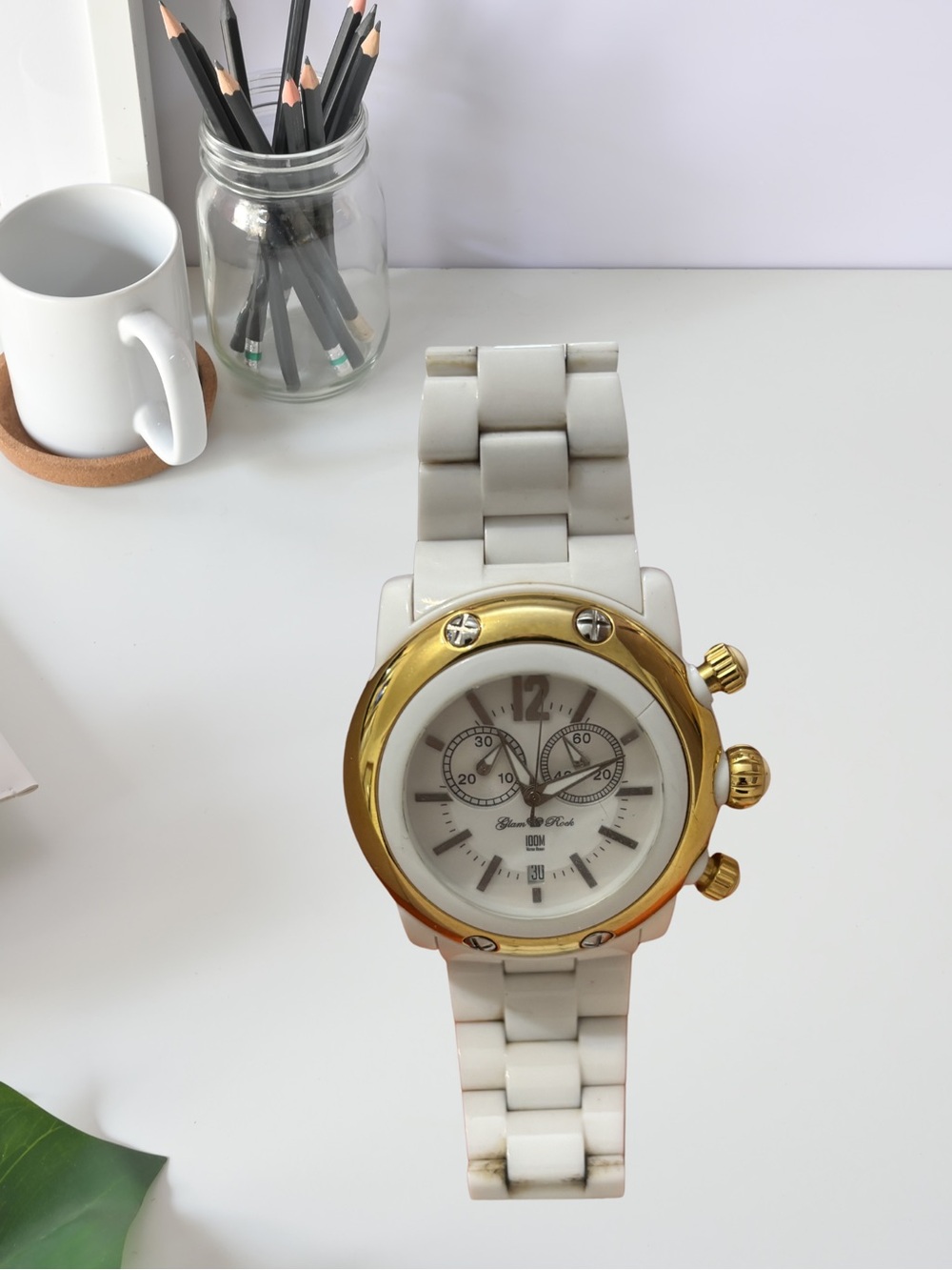Miami Beach by Glam Rock White & Gold Watch